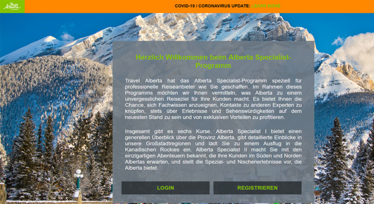 Alberta Specialist Startseite Screenshot Foto Travel Alberta